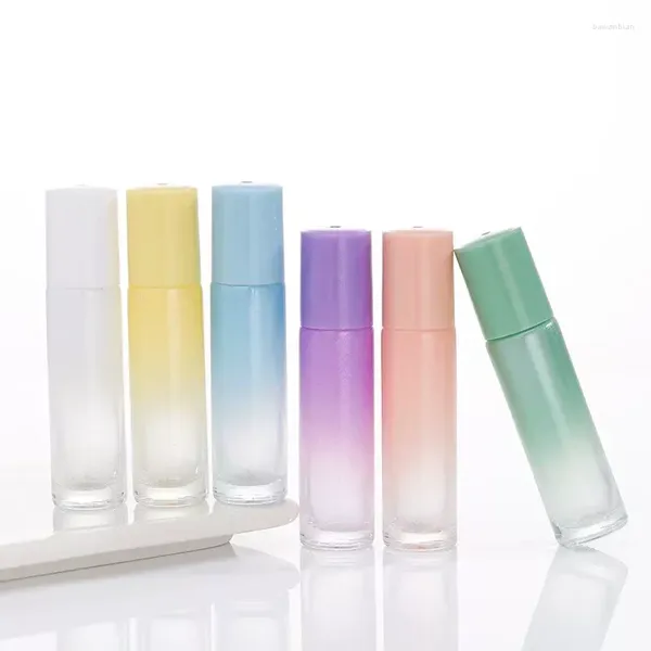 Bouteilles de stockage 10ml bouteille rechargeable dégradé violet verre huile essentielle rouleau sur couleur vaporisateur parfum sous-emballage boule