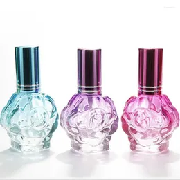 Opslagflessen 10 ml spuitflespunten bottelen roosvorm kleurrijk glas luxe parfum hervulbare container 25 stcs/veel willekeurige kleur