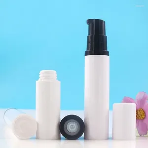 Botellas de almacenamiento 10 ml Botella blanca sin aire Loción de bomba negra/emulsión/suero/tóner Prueba de tóner Mister rociador de la piel