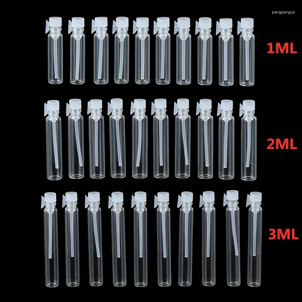 Botellas de almacenamiento 10pcs 1/2/3ml Perfume de vidrio transparente vacío Vials pequeños Botella Laboratorio de laboratorio Liquid Fragance Tube Tube