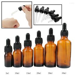 Bouteilles de rangement 10pcs 10 ml 20 ml 30 ml 50 ml Pipette de réactif de bouteille en verre en verre ambre avec huile essentielle pour l'huile essentielle