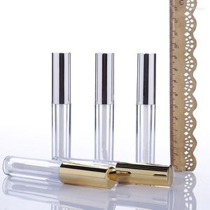 Opslagflessen 10 stks 10 ml goud zilver lege lipgloss buis transparante diy plastic vloeistof lippenstiftcontainer cosmetische gereedschappen