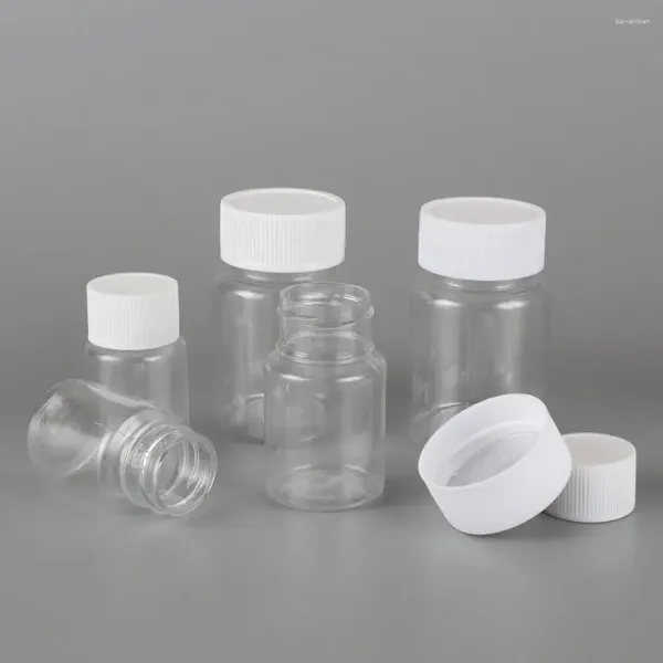 Bouteilles de stockage 10 pièces 15 ml/20 ml/30 ml/60 ml/100 ml en plastique PET joint vide flacons de réactif de récipient de poudre solide