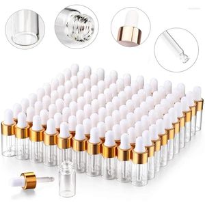 Bouteilles de rangement 10pcs 1 ml / 2 ml / 3 ml / 5 ml Clear / ambre mini goutte-greffe de flacons d'échantillon avec œil pour les huiles essentielles