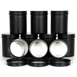 Bouteilles de stockage 10 pièces 200ml pots de bougie noirs conteneurs vides en métal étain rond en aluminium pour Kit de fabrication de cire fondue bricolage