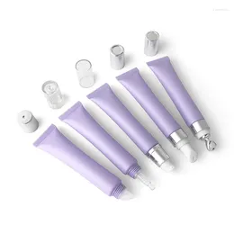 Bouteilles de stockage 10pcs 20ml mat violet vide conteneur cosmétique pour crème pour les yeux massage essentiel bouteille rechargeable lèvre métal haut doux