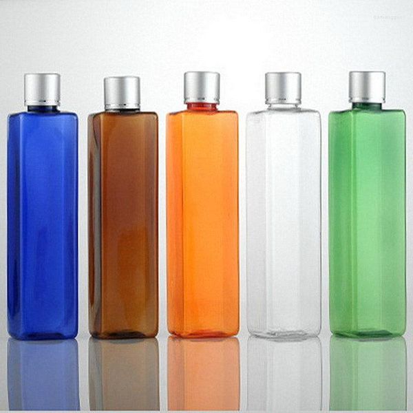 Botellas de almacenamiento, 10 Uds., 250ml, forma cuadrada vacía, botella de líquido de plástico, surtido de emulsión, tapa de cubierta de coque de aluminio anodizado cosmético