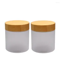 Opslagflessen 10 stks 250 ml vorst Pet Facial Cream Jars Refilleerbare fles bamboe houten deksel cosmetische containers leeg plastic haarmasker 250 g