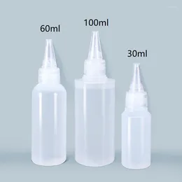 Bouteilles de rangement 10pcs 30-100 ml de colle en plastique vide matériau PE avec les couvercles à vis compresser la goutte de liquide à l'huile d'encre Récipient pigmentaire