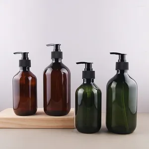 Bouteilles de stockage 10 pièces 300 ml 500 ml vide voyage grande taille en plastique brun vert shampooing gel douche savon liquide emballage cosmétique