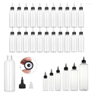 Bouteilles de rangement 10pcs 30 ml-120 ml plastique transparent vide de plastique transparent avec capuchon à capuchon torsadé pour pigment à encre de tatouage huile liquide