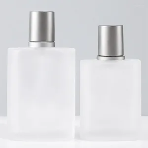 Bouteilles de stockage 10 pièces 30ML 50ML 100ML carré verre givré parfum vaporisateur emballage bouteille rechargeable atomiseur voyage cosmétique conteneur