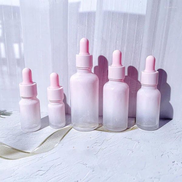 Botellas de almacenamiento 10pcs 30ml 50ml Jares de botella de gotero de vidrio rosado Vílamas con pipetas Aceites esenciales vacíos para perfume cosmético