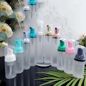 Botellas de almacenamiento 10 unids / 30 ml 60 ml 80 ml 100 ml Dispensador de jabón Botella de bomba de espuma de plástico Limpiador de pestañas faciales vacías Cosmético transparente esmerilado