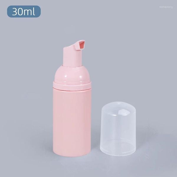 Botellas de almacenamiento 10pcs 30 ml de botella de espuma rosa esmerilado bomba de espuma vac￭a limpiador cosm￩tico dispensador de jab￳n recargable