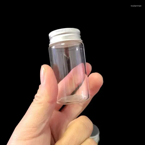 Bouteilles de rangement 10pcs 30 ml bouteille en verre transparent avec bonnet métallique