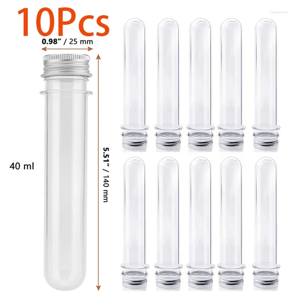 Bouteilles de rangement 10pcs 40 ml de tubes à essai en plastique vide de maquillage sous-bouchette de petits conteneurs de bocal de flacon voyage