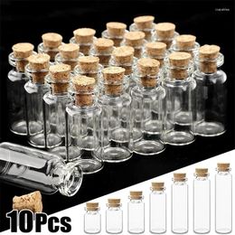 Bouteilles de stockage 10pcs 5-20ml Mini verre clair avec bouchon en liège Fioles de messages d'épices Souhait DIY Dérive Vide Petits pots Décoration