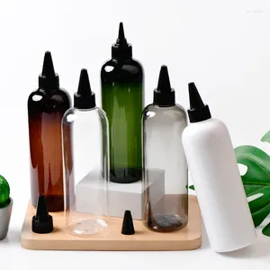 Botellas de almacenamiento Botella de loción de plástico de 10 piezas de 500 ml con tapa de la boca puntiaguda con recipiente cosmético de envasado cosmético con recipiente de pegamento Tapa de viaje