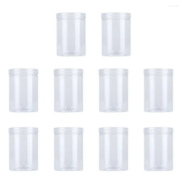 Botellas de almacenamiento, 10 Uds., 500ml, tarro de plástico transparente para comida, recipientes sellados para cocina, para galletas, té perfumado