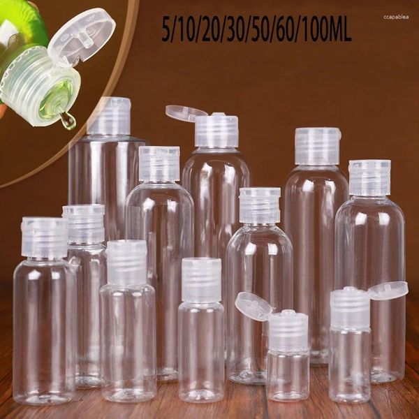 Bouteilles de rangement 10pcs 50 ml / 60 ml / 100 ml en plastique Pet Pet Clean Lotion Lotion Cosmetic shampooing échantillon conteneur