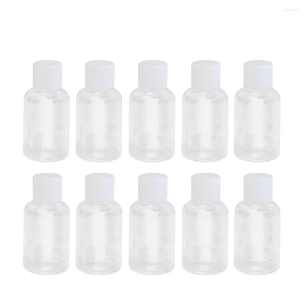 Botellas de almacenamiento 10 unids 50 ml Contenedores de muestra de plástico vacíos Frascos Viales con tapas para emulsión de gel de ducha de agua emoliente