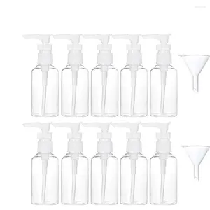 Opslagflessen 10PCS 50ML transparante hervulbare lotionfles voor schoonheidsverzorging Doorzichtige plastic pomp Vloeibare zeep Cosmetica en reiniging
