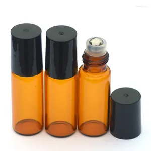 Opslagflessen 10 stks 5 ml Amber Glass Roller Bottle voor etherische olie parfum monster vloeibare pot navulbare rol op flacon