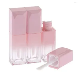 Bouteilles de stockage 10pcs 5ml Mini dégradé rose brillant à lèvres tubes vides conteneur rechargeable tube de glaçage avec baguette silicone outil portable