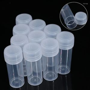 Bouteilles de rangement 10pcs 5 ml tubes à essai en plastique flacons d'échantillon de récipient en poudre Cassin à vis d'artisanat pour les fournitures de chimie de l'école de bureau