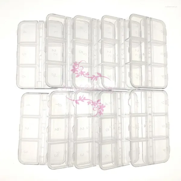 Bouteilles de stockage 10pcs 6 grilles en plastique transparent rectangle boîte vide boîte nail art bijoux perles strass décorations organisateur conteneur