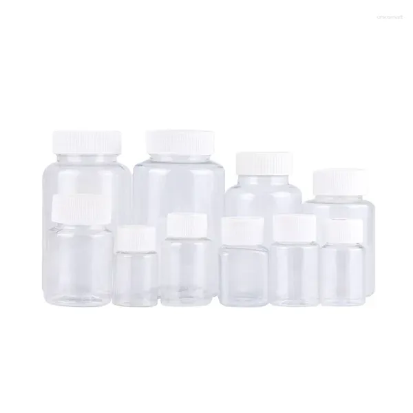 Botellas de almacenamiento 10 unids Sello transparente Botella vacía Plástico Polvo sólido Vial Contenedor Reactivo Embalaje Recargable 15 ml