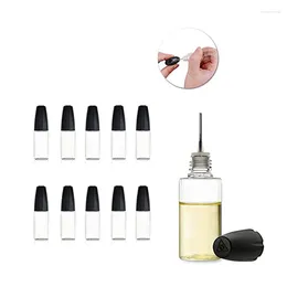 Bouteilles de rangement 10pcs Kit d'applicateurs de distributeurs 10 ml sans bouteille de suppression en plastique avec bouchons de buse de tube à support pour la colle et encre liquide à jus