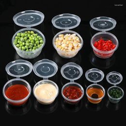 Bouteilles de rangement 10pcs Sauce jetable boîte de joint mini-récipient d'épices scellées en plastique transparent avec couvercles outils de cuisine