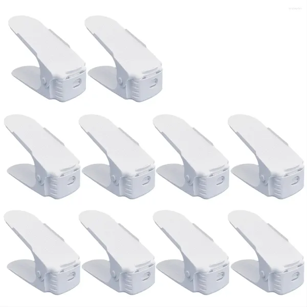 Botellas de almacenamiento 10PCS Doble capa Ahorro de espacio Zapatero Titular Zapatos antideslizantes Organizador Idea Blanco