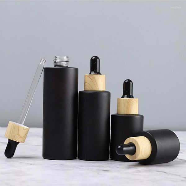 Botellas de almacenamiento, 10 Uds., tubos de botella cuentagotas, líquido de vidrio negro esmerilado para contenedor de pipeta esencial recargable