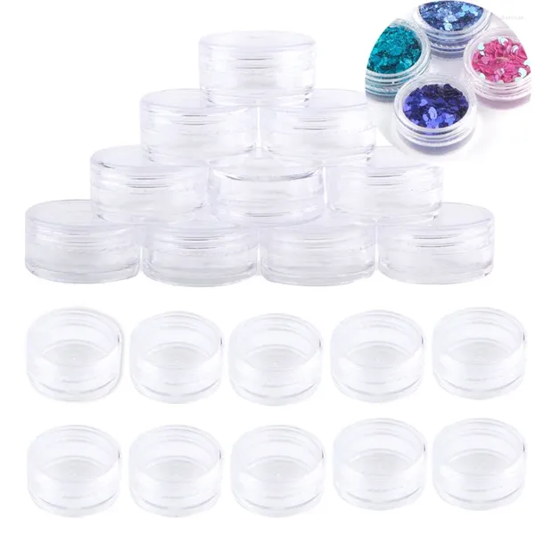 Bouteilles de rangement 10pcs vide 2,5 ml en plastique transparent jars rond contenants pour lotion cosmétique de maquillage crème perle à paupières
