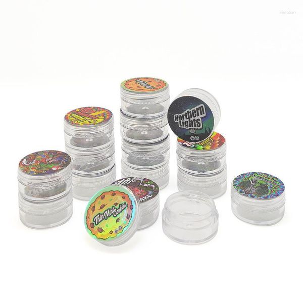 Bouteilles de stockage 10 pièces bocaux ronds en acrylique transparent vides avec et couvercles étiquette de dessin animé petits petits conteneurs minuscules