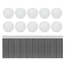 Bouteilles de rangement 10pcs Jar vide avec 50pcs Dispost Wild Wands Set Bottle Bottle Lipstick Tool Kit pour Home Travel Beauty Salon