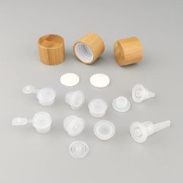 Botellas de almacenamiento 10 unids/lote 20/410 24/410 18/410 tapa de rosca de madera tapa superior de bambú y productos de madera botella de embalaje cosmético