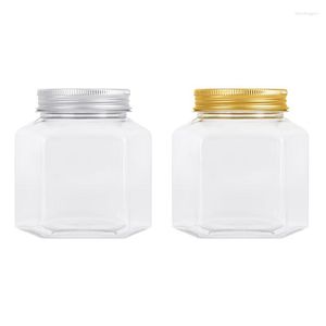 Bouteilles de stockage 10 pcs/lot 350 ml bouteille en plastique octogonale pot de cuisine Tube PET Transparent pour confiture de nourriture miel