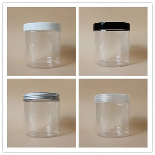 Bouteilles de rangement 10pcs / lot 500g Jar en plastique Crème Plastique Masque pour le visage Cosmetic Container 500 ml Refillable Wholesale