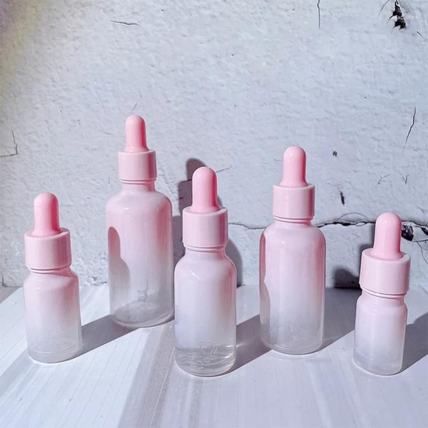 Botellas de almacenamiento 10 unids/lote botella de vidrio vacía cuentagotas de aceite esencial con pipeta contenedor cosmético 5ml 10ml 15ml 30ml 50ml