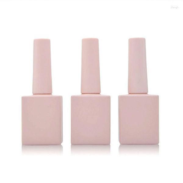 Bouteilles de rangement 10pcs / lot de haute qualité rose grosté vide de vernis à ongles vide en verre transparent contenant des récipients cosmétiques portables