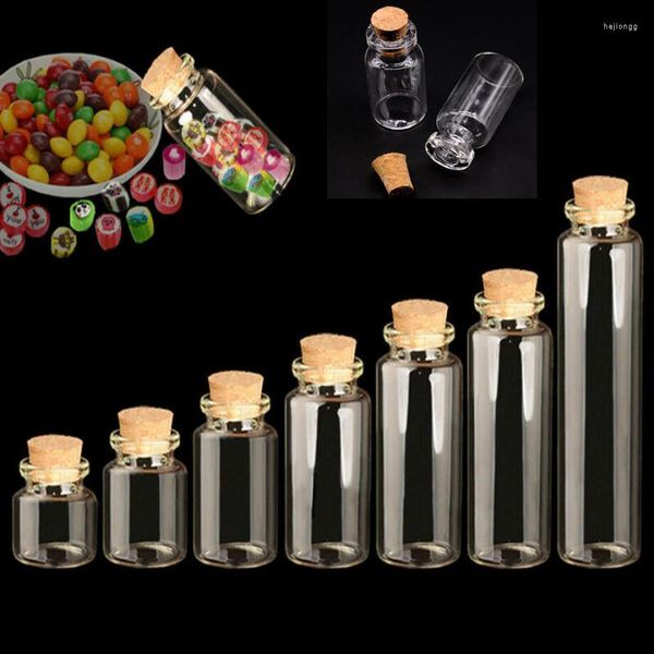 Bouteilles de stockage 10pcs belle mini bouteille minuscule clair vide souhaitant un flacon de message en verre avec des conteneurs de bouchon de liège