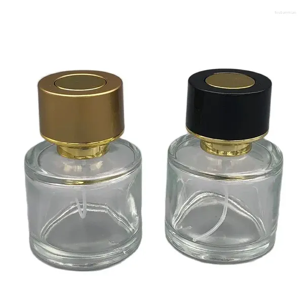 Bouteilles de rangement 10pcs de parfum Recharge Bouteille transparente verre 50 ml Pompe à vis de luxe Perceau de couvercle noir en or