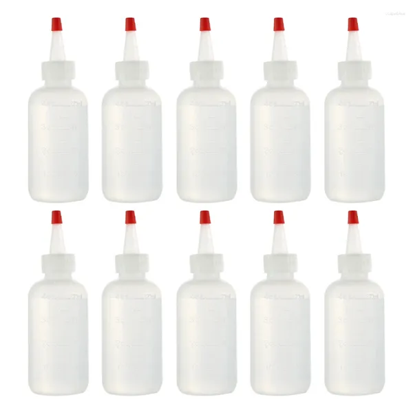 Bouteilles de stockage 10pcs Distributeurs en plastique 120ML Squeeze avec échelle Vide Squirt Bottle Distributeur compte-gouttes pour la maison (Blanc)