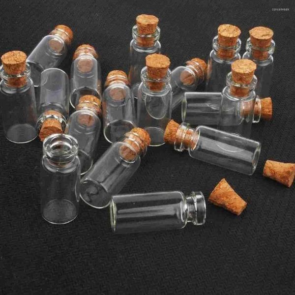 Bouteilles de stockage 10pcs petit verre avec bouchon en liège transparent bocaux minuscules flacons de mariage 24x12mm message faveur conteneurs bijoux sort