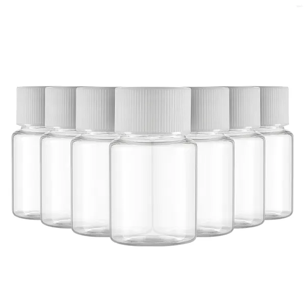 Bouteilles de rangement 10pcs petits récipients portables de voyage en plastique échantillons de flacons avec couvercles (30 ml)