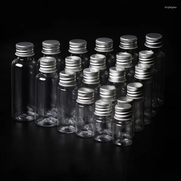 Bouteilles de rangement 10pcs en plastique transparent en plastique vide bouteille pots transparents en étain pot contenants de cosmétiques avec couvercles de capuchon en aluminium pour cuisine à domicile